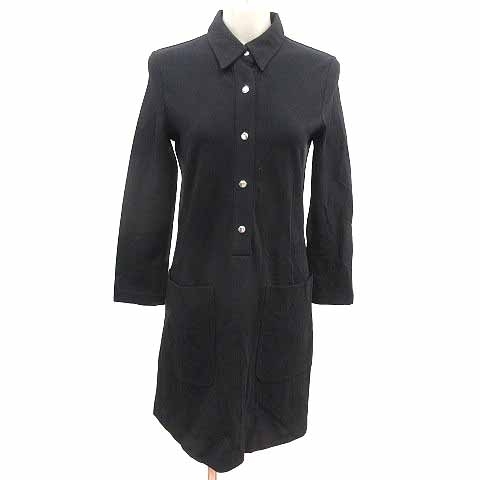 セオリー Theory シャツワンピース ミニ 長袖 S 黒 ブラック /YK レディース拍卖