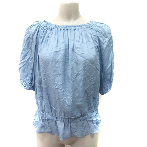トゥモローランド TOMORROWLAND シャツ ブラウス ペプラム 半袖 36 S 水色 /YI レディース拍卖