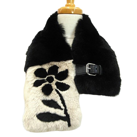 フェンディ FENDI オリラグ ファー ティペット ベルト付き 毛皮 ブラック 黒 ベージュ ☆AA★ レディース拍卖