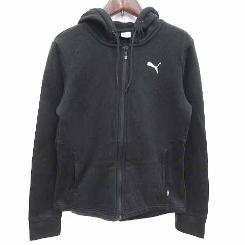 プーマ PUMA パーカー ジップアップ 裏起毛 長袖 L 黒 ブラック /YK レディース拍卖