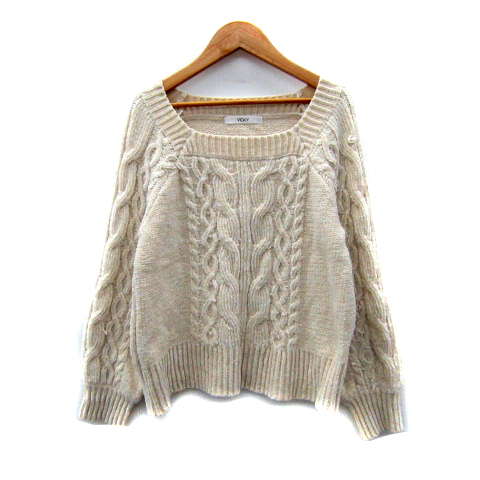 ビッキー VICKY ニット セーター 長袖 スクエアネック 2 オフホワイト /SY28 レディース拍卖