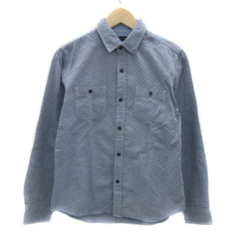 レイジブルー RAGEBLUE カジュアルシャツ 長袖 ドット柄 M 水色 ライトブルー 紺 ネイビー /YS18 メンズ拍卖