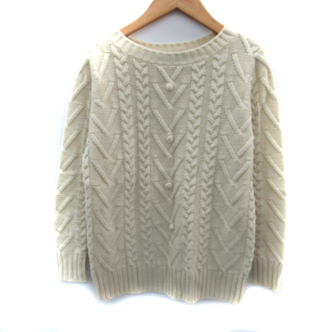 シップス SHIPS ニット セーター 長袖 ケーブル編み アイボリー /SM22 レディース拍卖