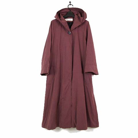クリスチャンディオール Christian Dior 80’S ヴィンテージ コート ロングコート フード レトロ 古着 M くすみ ボルドー レア 希少拍卖