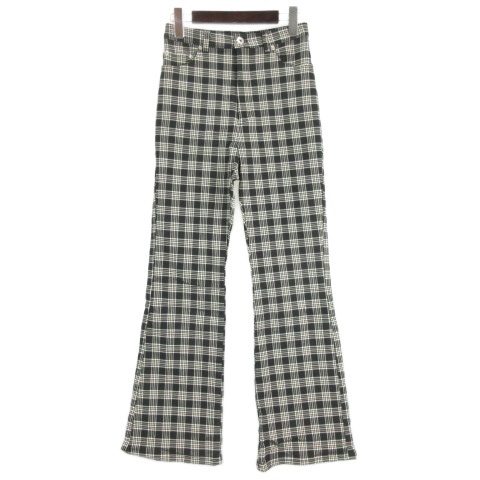 アズールバイマウジー AZUL by moussy チェック フレア パンツ ブラック M 250918E レディース拍卖