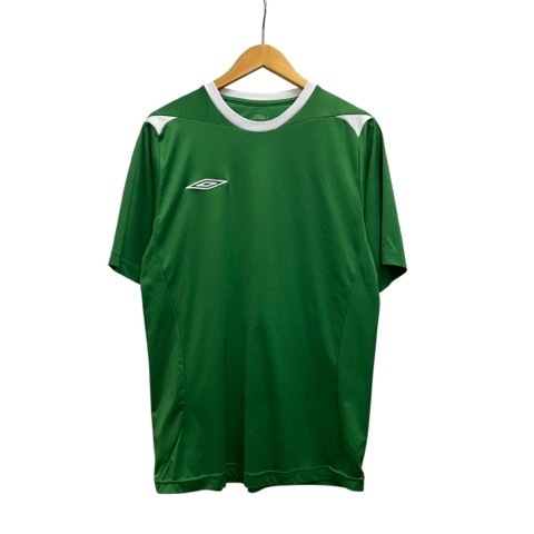 アンブロ UMBRO Tシャツ 半袖 クルーネック ロゴ刺繍 M 緑 グリーン 白 ホワイト メンズ拍卖