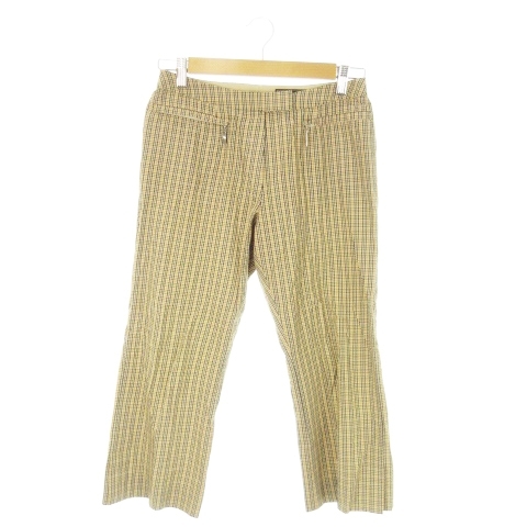 ダックス DAKS パンツ クロップド サブリナ 絹 シルク混 チェック 総柄 36 S ベージュ /AO22 レディース拍卖
