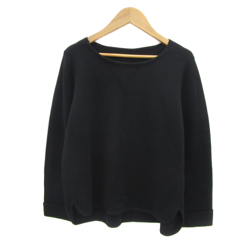 ストロベリーフィールズ STRAWBERRY-FIELDS ニット カットソー 長袖 ラウンドネック 無地 オーバーサイズ 黒 ブラック レディース拍卖