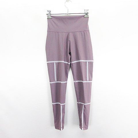 アディダス adidas パンツ ボトムス タイツ レギンス メッシュ ロゴ ストレッチ M パープル スポーツウェア ※EKM レディース拍卖