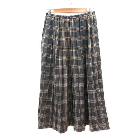 ルピリアン LUPILIEN プリーツスカート ロング チェック F グレー 茶 ブラウン ベージュ /MS ●RY レディース拍卖