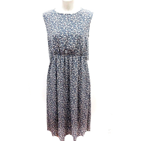 ナイスクラップ NICE CLAUP ワンピース Aライン ロング ノースリーブ 総柄 F ダークブルー /RT レディース拍卖