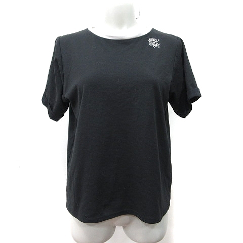 アクシーズファム axes femme カットソー 半袖 刺繍 F 黒 ブラック /YI レディース拍卖