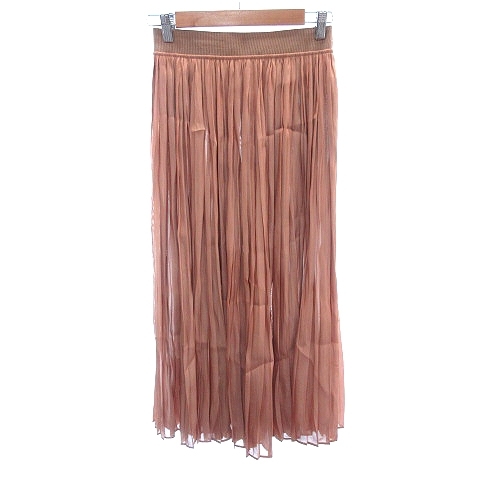 ミッシェルクラン MICHEL KLEIN プリーツスカート マキシ ロング 38 M 茶 ブラウン /AU レディース拍卖