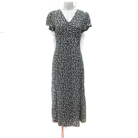 フレイアイディー FRAY I.D ワンピース ロング フレンチスリーブ 花柄 0 XS 黒 ブラック 白 ホワイト /YI レディース拍卖