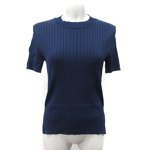 クローラ crolla カットソー リブ 半袖 紺 ネイビー /YI レディース拍卖