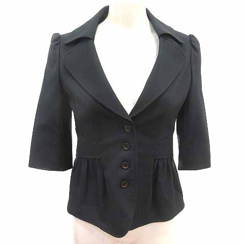 ジョイアス Joias テーラードジャケット 総裏地 五分袖 1 S 黒 ブラック /YK レディース拍卖