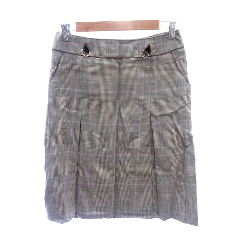 ボールジー BALLSEY トゥモローランド プリーツスカート ひざ丈 グレンチェック ウール アンゴラ混 38 M 茶 ブラウン /AU レディース拍卖