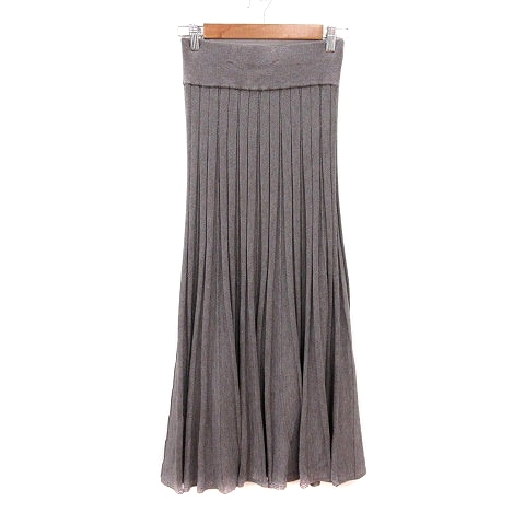 ファヴォリ FAVORI プリーツスカート ニット マキシ ロング 38 M グレージュ /MN レディース拍卖