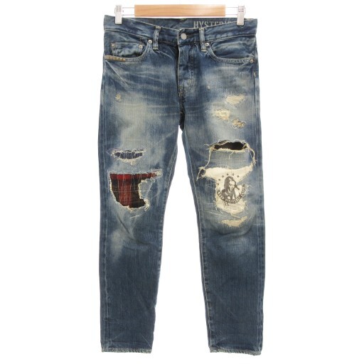 ヒステリックグラマー HYSTERIC GLAMOUR デニムパンツ ジーンズ スリムストレート CPR加工 ボタンフライ ダメージ加工 XS拍卖