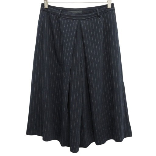 アナイ ANAYI 美品 ワイドパンツ スカンツ ピンストライプ タック 38 約M 紺 ネイビー ■YHS4 0915 レディース拍卖