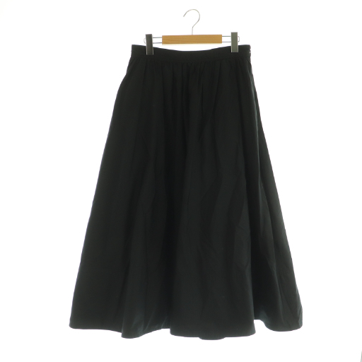 バナナリパブリック BANANA REPUBLIC 24年 ロングスカート フレア ギャザー コットン 4 ブラック /MY ■OS レディース拍卖