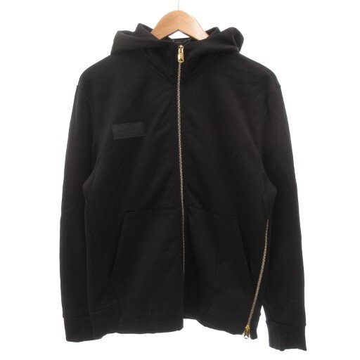 ポールスミス PAUL SMITH ダンボールニット ビッグシルエットパーカー ジャケット ジップアップ ボックスロゴ M 黒 ブラック拍卖