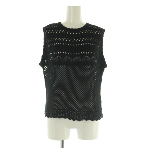 リット Ritto PIMACOOL RACE ノースリーブニット スカラップ F ブラック /MY ■OS レディース拍卖