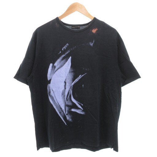 ラッドミュージシャン LAD MUSICIAN オーバーサイズTシャツ 半袖 クルーネック プリント 44 黒 ブラック 青 ブルー /GV メンズ拍卖