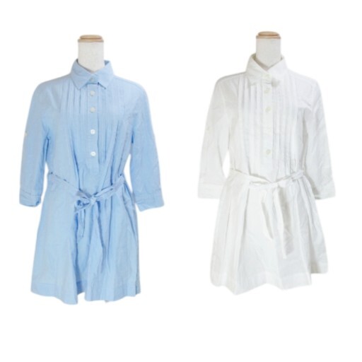 ジュンコシマダパート2 長袖 シャツ チュニック 2点セット おまとめ プルオーバー 7分袖 ロールアップ袖 ピンタック ウエストリボン拍卖