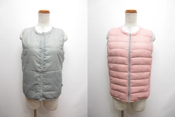 イトーヨーカドー good day リバーシブル ダウン ベスト M グレー/ピンク 豹柄 無地 軽量 レディース拍卖