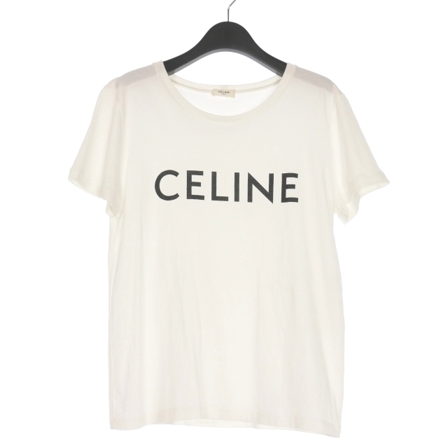 セリーヌ CELINE ショートスリーブ ロゴプリント Tシャツ カットソー 半袖 M ホワイト 白 2X314916G 国内正規 レディース拍卖