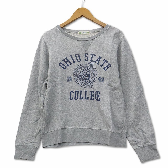 ビームスハート BEAMS HEART ロゴプリント コットン スウェット トレーナー グレー レディース拍卖