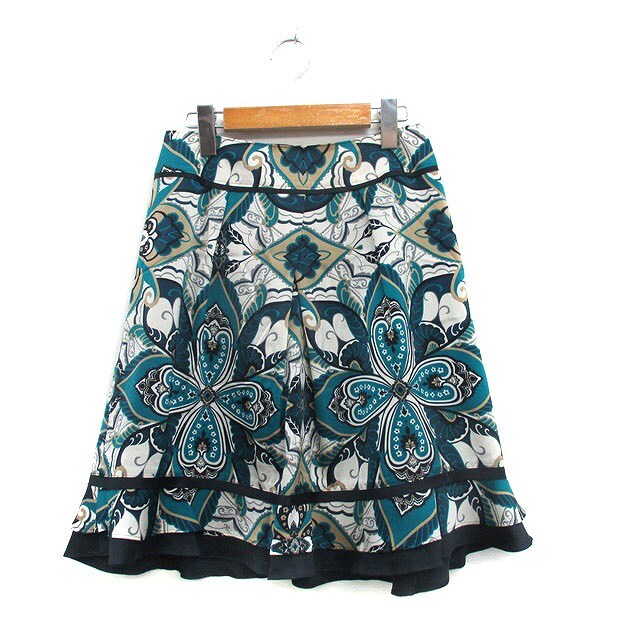 ビアッジョブルー Viaggio Blu フレア スカート ミニ ペイズリー柄 2 グリーン 緑 /KT6 レディース拍卖