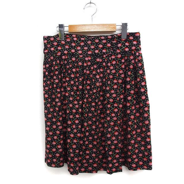 アニエスベー agnes b. 花柄 ラップスカート ミニ ギャザー 2 ブラック 黒 /FT37 レディース拍卖