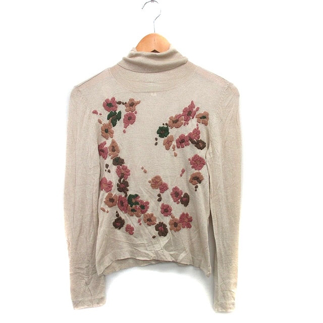 シビラ SYBILLA ニット セーター 長袖 タートルネック モチーフ M ベージュ /KT33 レディース拍卖