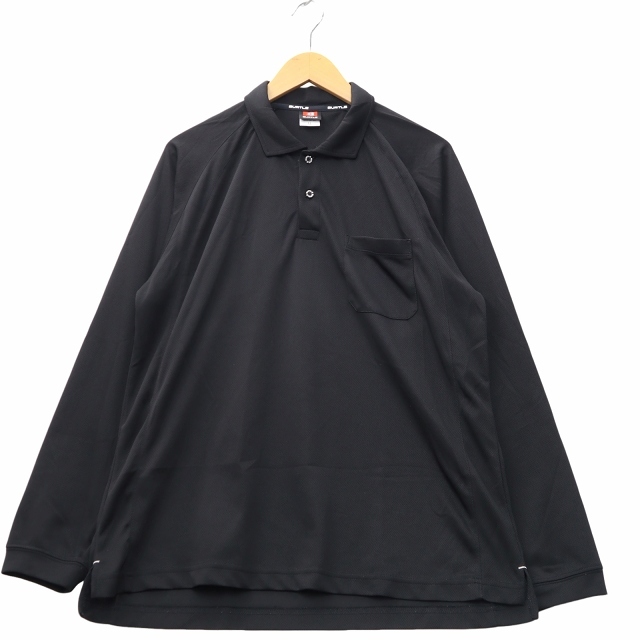 BURTLE バートル 吸汗速乾 胸ポケット 長袖 ポロシャツ LL BLACK ブラック 103 メンズ拍卖