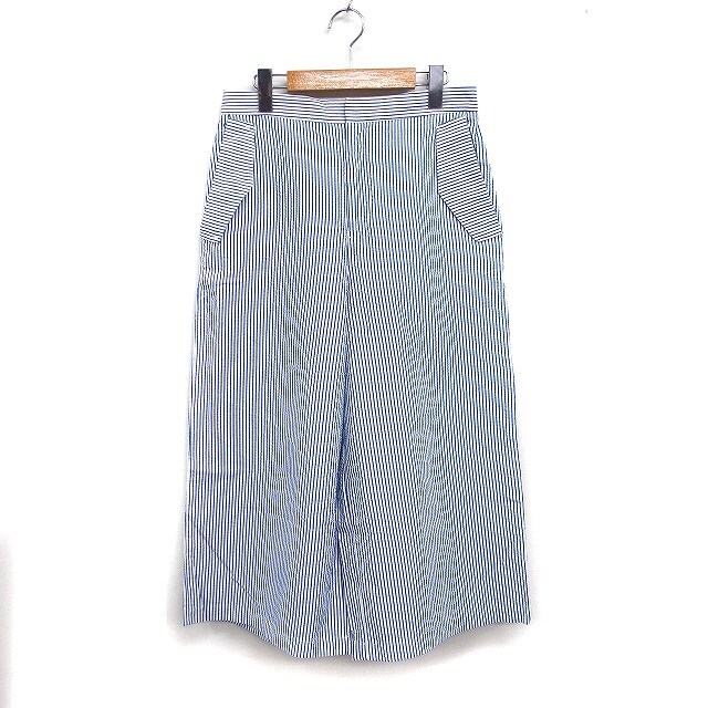 ギャルリーヴィー GALERIE VIE トゥモローランド コットンシルク ストライプ柄 ガウチョパンツ ワイド クロップド 36 青 /FT34 レディース拍卖