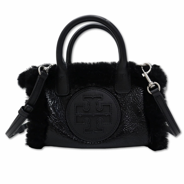 トリーバーチ TORY BURCH ELLA PATENT MINI TOTE エラ パテント シアリング ミニ トートバッグ BLACK(ブラック) レディース拍卖