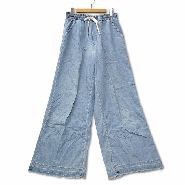 アズールバイマウジー AZUL by moussy コットン デニム ワイドパンツ M インディゴ レディース拍卖