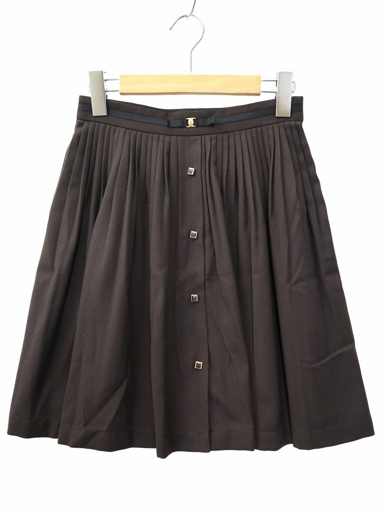 エフデ ef-de ビジュー プリーツ ミニスカート 9 DARKBROWN(ダークブラウン) レディース拍卖
