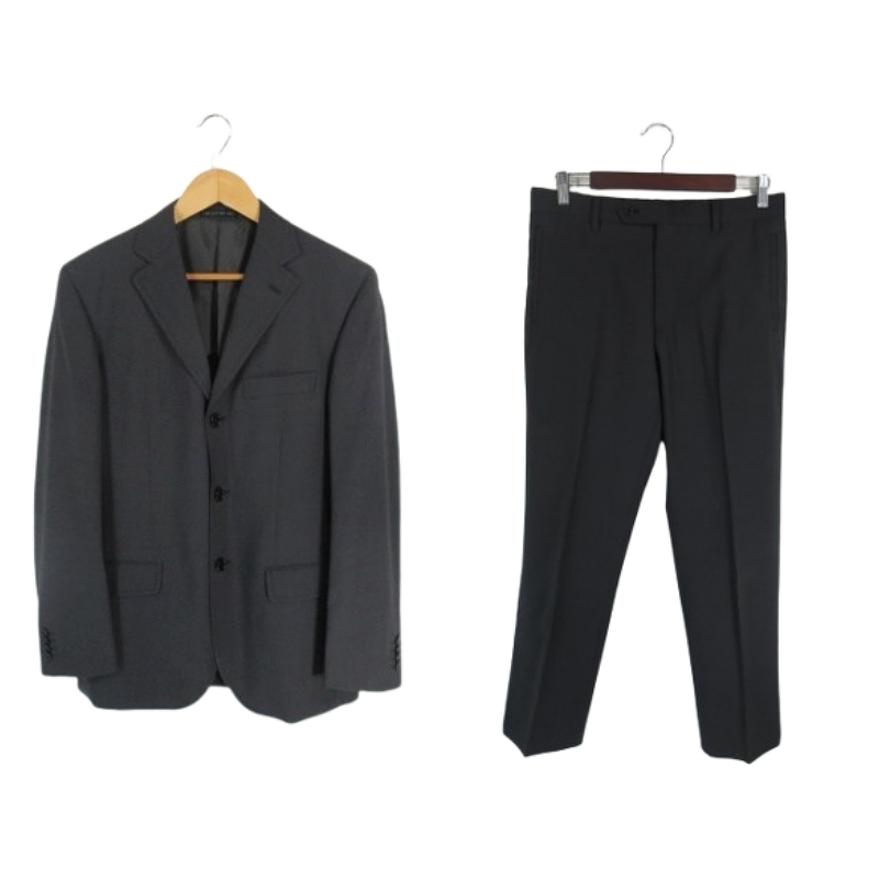 コムサデモードメン COMME CA DU MODE MEN シングルスーツ テーラード ジャケット スラックス セットアップ ビジネス 3つボタン 無地 黒 サ拍卖