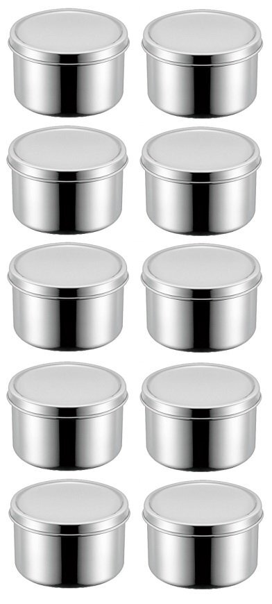 ★丸型調味料入8cm(容量約0.24L)蓋ツマミ無10個ステンレス18-8(SUS304)日本製新品拍卖