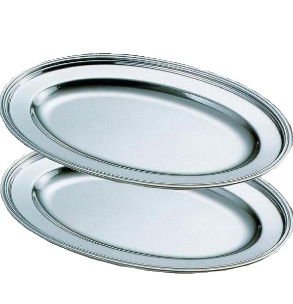 ☆ステンレス 小判皿 巻渕18インチ(約長さ448X幅303mm)2枚様々なお料理の盛り付けに日本製新品拍卖