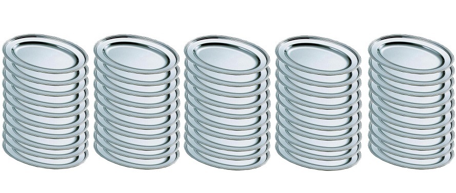 ★ステンレス 小判皿 巻渕10インチ(約長さ244X幅172mm)50枚様々なお料理の盛り付けに日本製新品拍卖