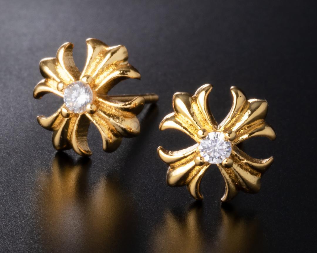 シルバー925×22K クロスピアス ゴールドピアス お洒落 両耳用 030拍卖