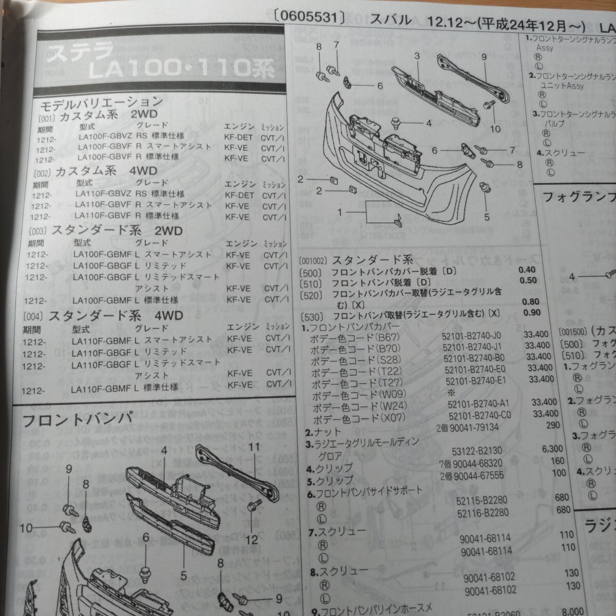 ■■【パーツガイド】 スバル ステラ (LA100・110系) H24.12~ 2013年後期版 【絶版・希少】拍卖