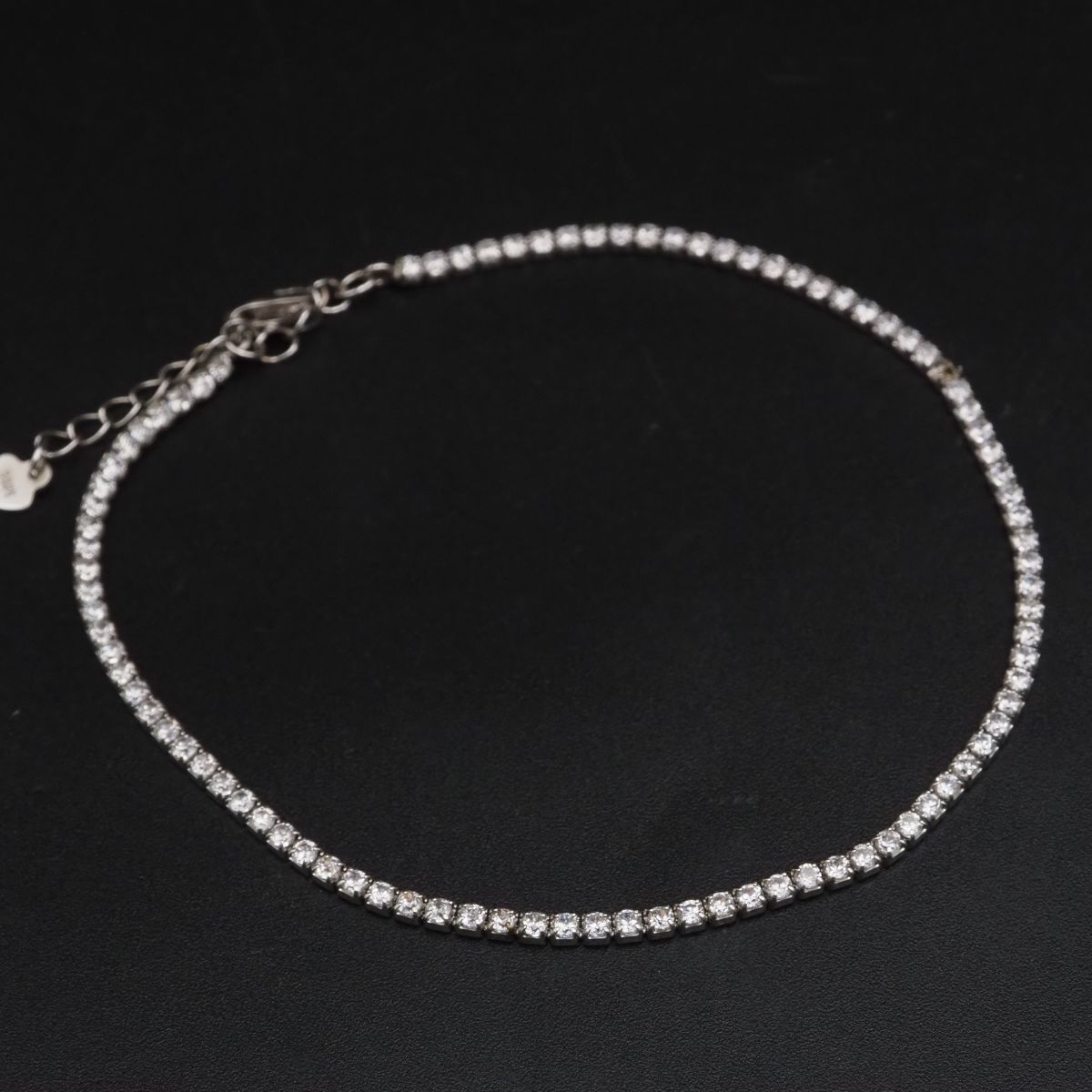 C730 ダイヤモンド風 S925 K刻印 テニス アンクレット デザイン シルバー拍卖