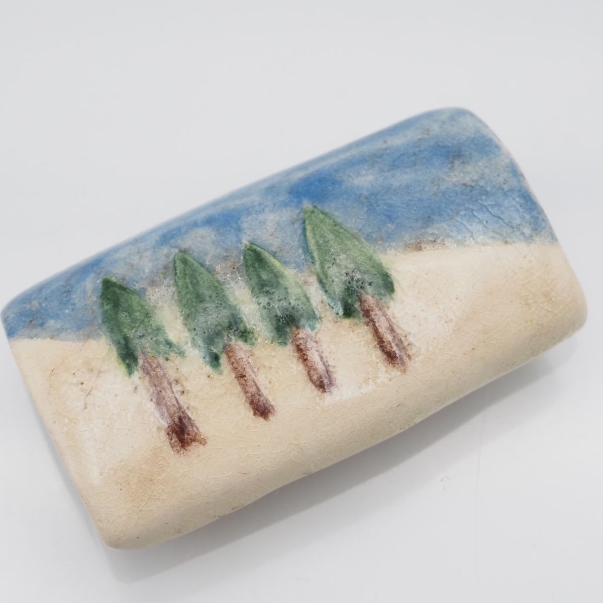 C437 作家物 在銘 帯留め 陶器 木 デザイン 和装小物拍卖