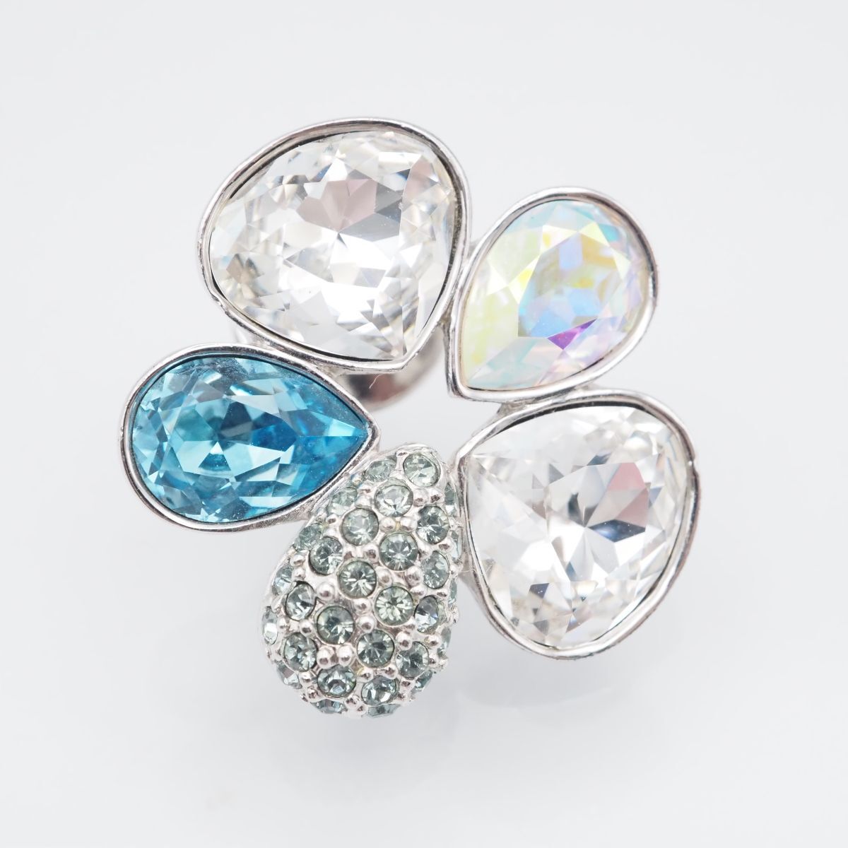 F408 スワロフスキー SWAROVSKI ピンブローチ ブルー系カラー ダイヤモンド風 デザイン シルバー ラペルピン拍卖