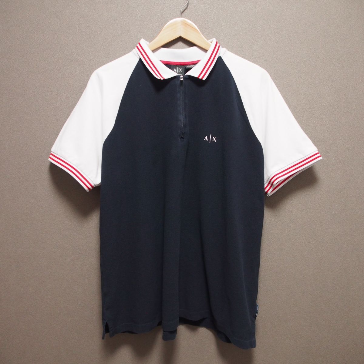 P001 Armani Exchange アルマーニエクスチェンジ ジップ シャツ XXLサイズ 古着 アメリカ 輸入拍卖